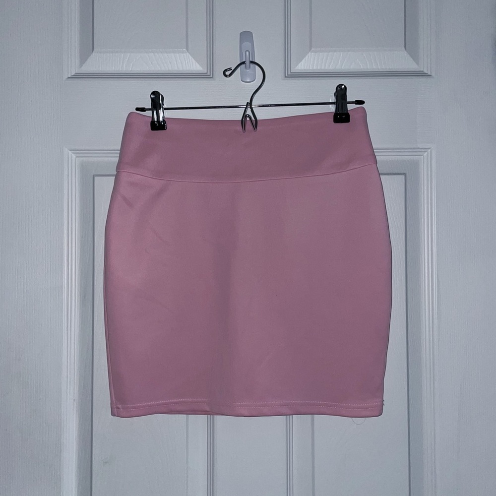 Pink Body Con Mini Skirt
